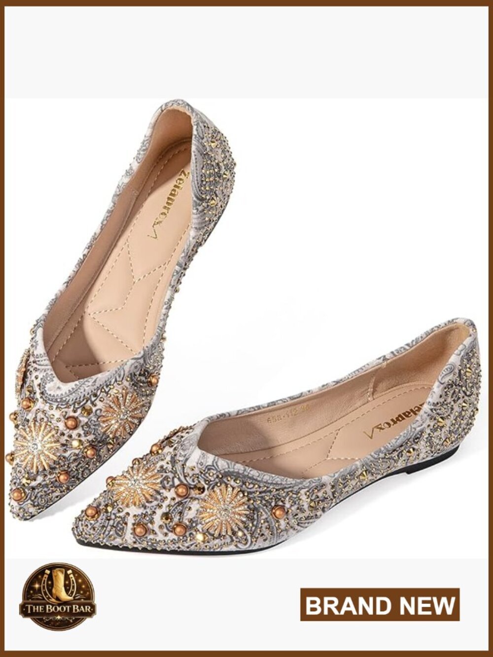Women's Rhinestone Bowknot Ballet Flats Pointed Toe Memory Foam Comfort